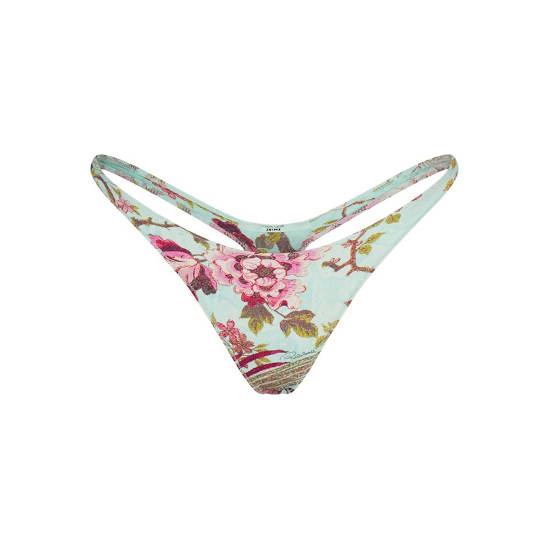 Pre-owned Skims Women's  X Roberto Cavalli Thong Bikini Bottom In Fagianella Print In Animal Print