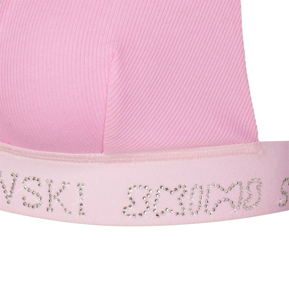 SKIMS Plunge Ribbed Cotton-blend Jersey Bralette - Pink