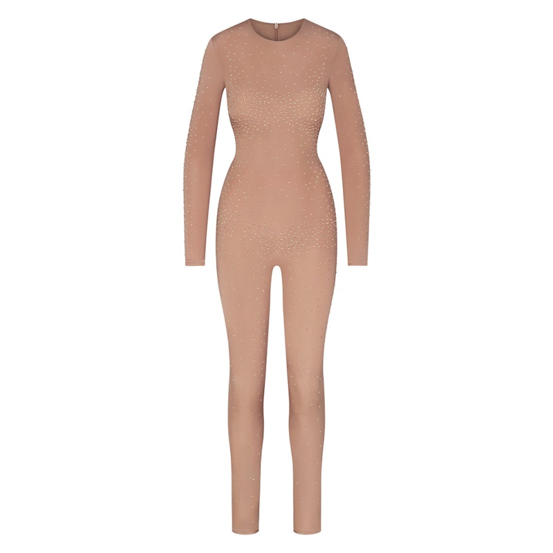 SKIMS x Swarovski Jelly Sheer Long Sleeve Catsuit Cocoa