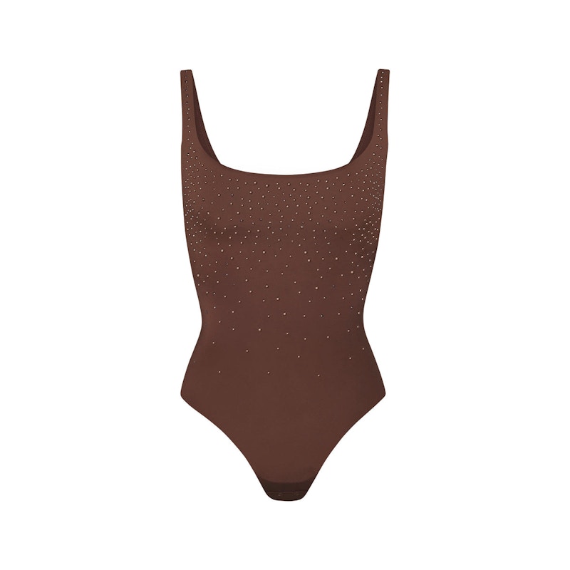 SKIMS x Swarovski Jelly Sheer Square Neck Bodysuit Cocoa - FW23 - US