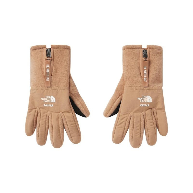 Pre-owned Skims Women's X Tnf Retro Denali Fleece Gloves In Ochre