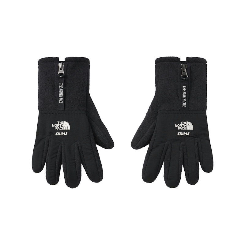 Pre-owned Skims Women's X Tnf Retro Denali Fleece Gloves In Onyx In Black