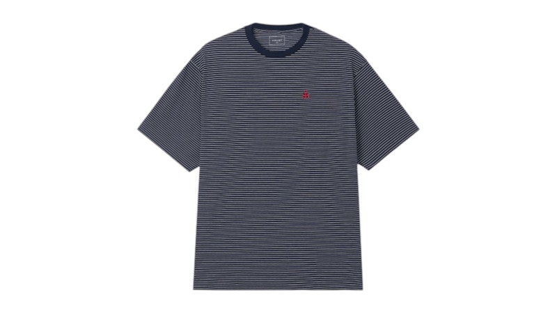 SOPHNET. Striped Tee Navy Blue