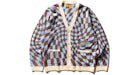 SOULGOODS Checked Mohair Cardigan Blue Brown