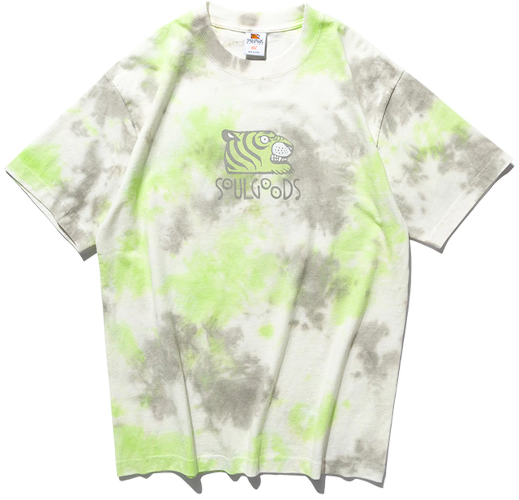 SOULGOODS Tie Dyed Logo T-shirt Grey/Green Men's - SS21 - US