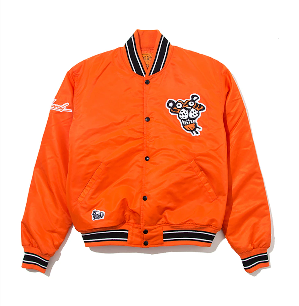 Orange Houndstooth Bouclé Varsity Jacket – Grindstone Universal