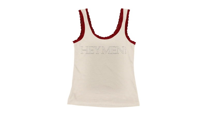 Sabrina Carpenter Hey Men! Lace Rhinestone Tank Top White