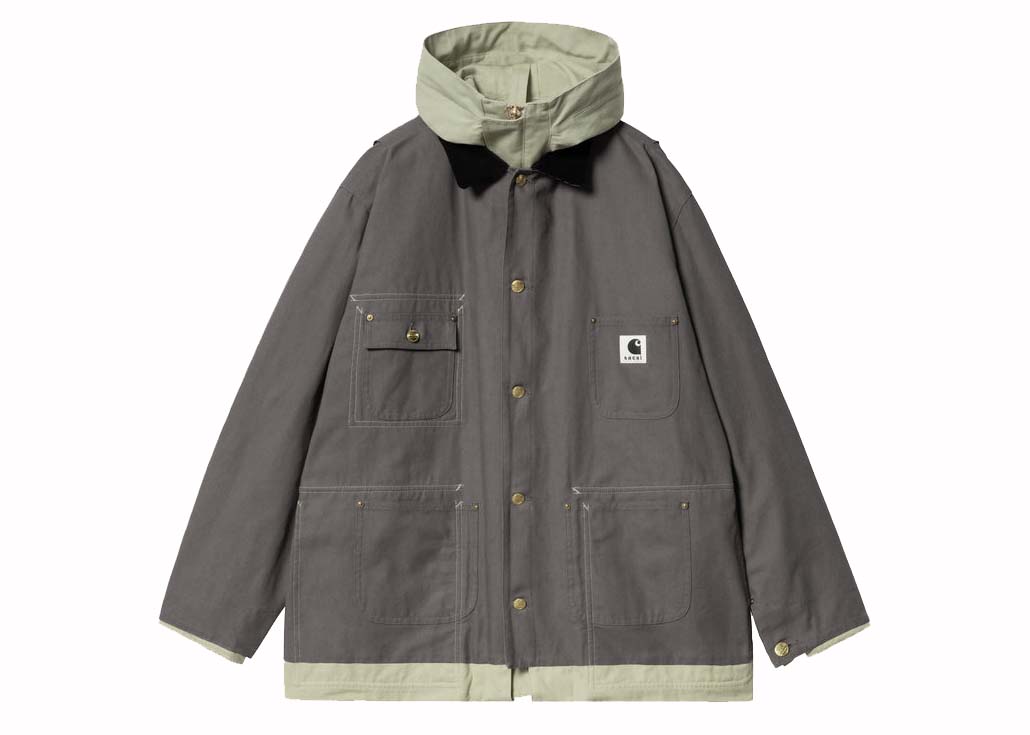 Sacai x Carharrtt WIP Reversible Duck Coat Grey/Light Green 男士 