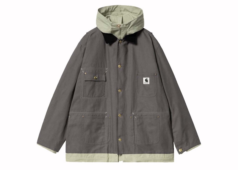 Sacai x Carharrtt WIP Reversible Duck Coat Grey/Light Green