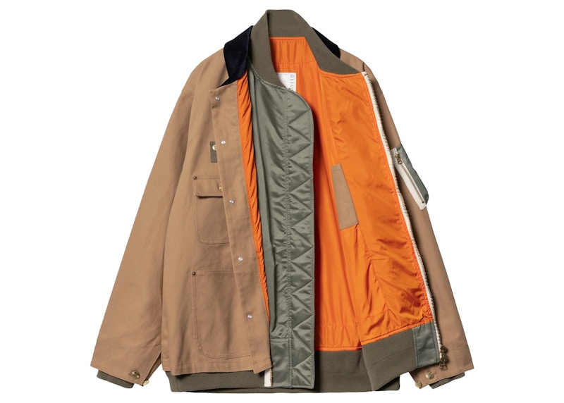 Sacai x Carhartt WIP Canvas MA-1 Michigan Jacket Beige Men's 