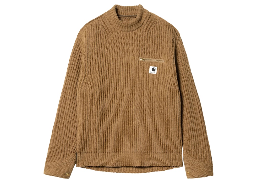 Pre-owned Sacai X Carhartt Wip Knit Detroit Pullover Beige