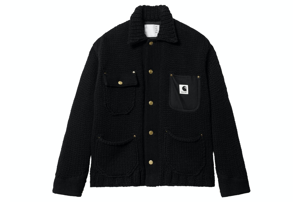 Pre-owned Sacai X Carhartt Wip Knit Michigan Jacket Black