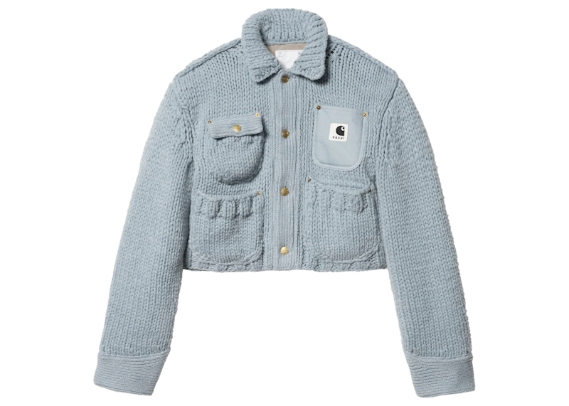 Sacai x Carhartt WIP Women's Knit Michigan Jacket Light Blue