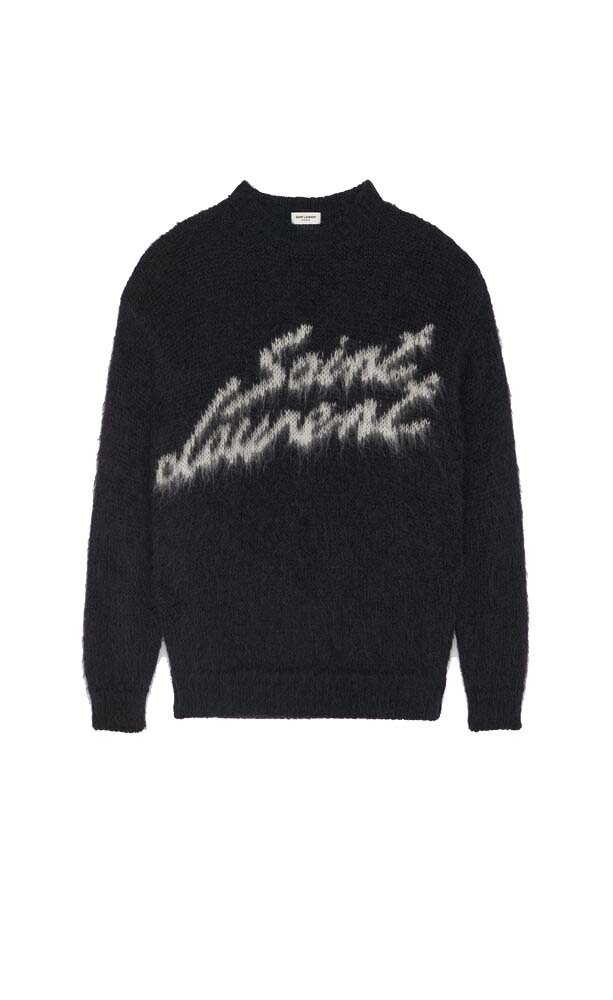 Saint Laurent 90S Sweater In Mohair Black White