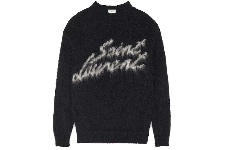 Saint Laurent 90S Sweater In Mohair Black White Hombre - MX