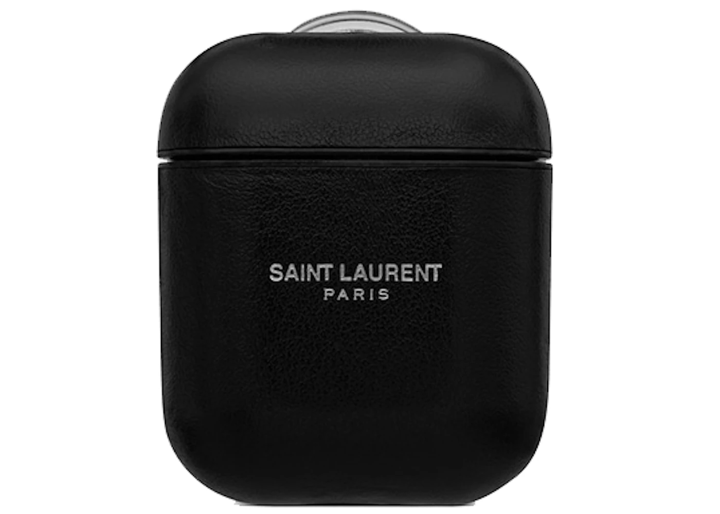 Saint Laurent AirPods Case Smooth Leather Natural Black Grey in ...