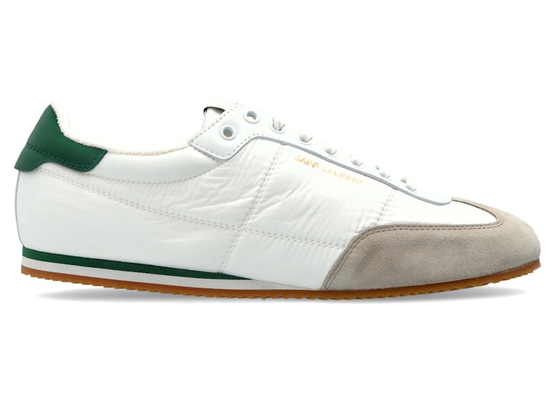 Pre-owned Saint Laurent Men's  Aston Low Green Sneakers In White