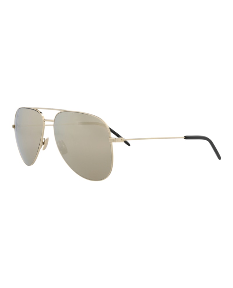 Saint Laurent Aviator-Frame Metal Sunglasses Gold/Gold/White (Classic11-30000163-067)