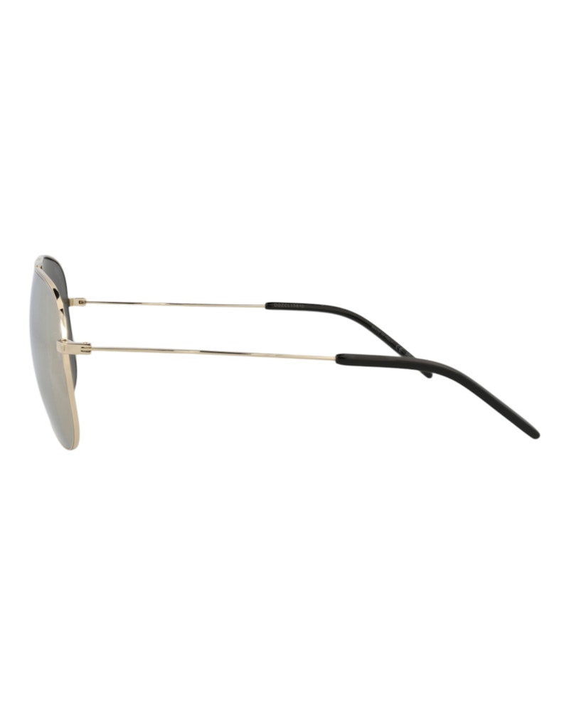 Saint Laurent Aviator-Frame Metal Sunglasses Gold/Gold/White (Classic11-30000163-067)