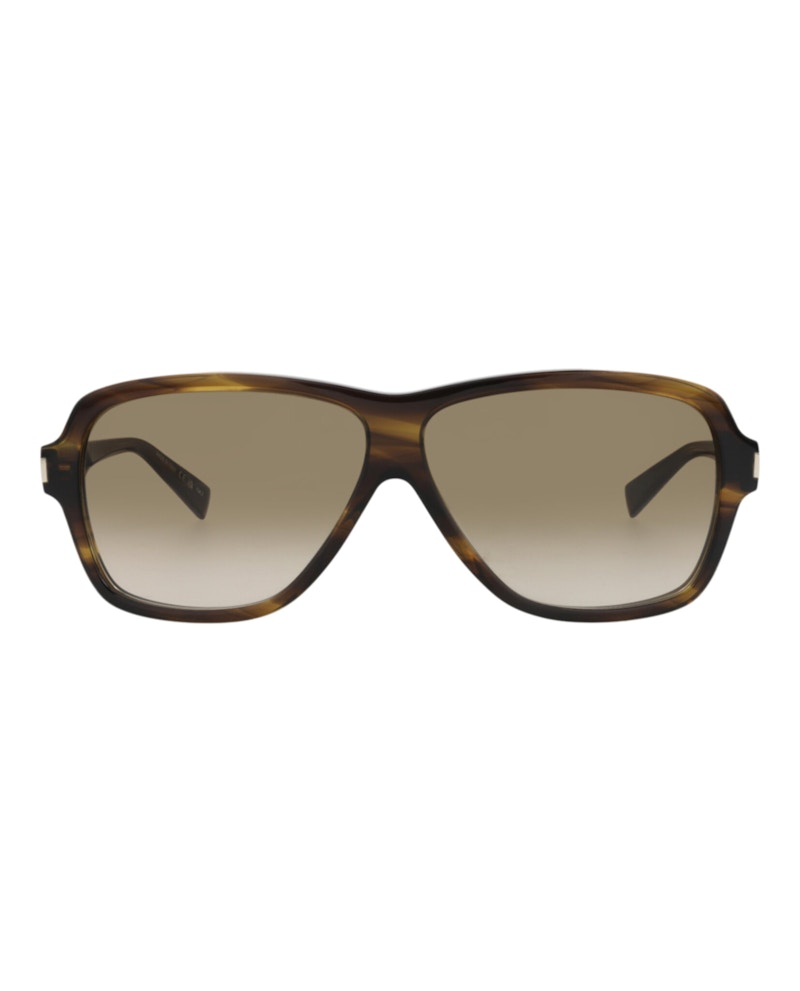 Pre-owned Saint Laurent Men's Aviatorframe Recycled Acetate Sunglasses In Havana Havana Brown (sl609carol/3001