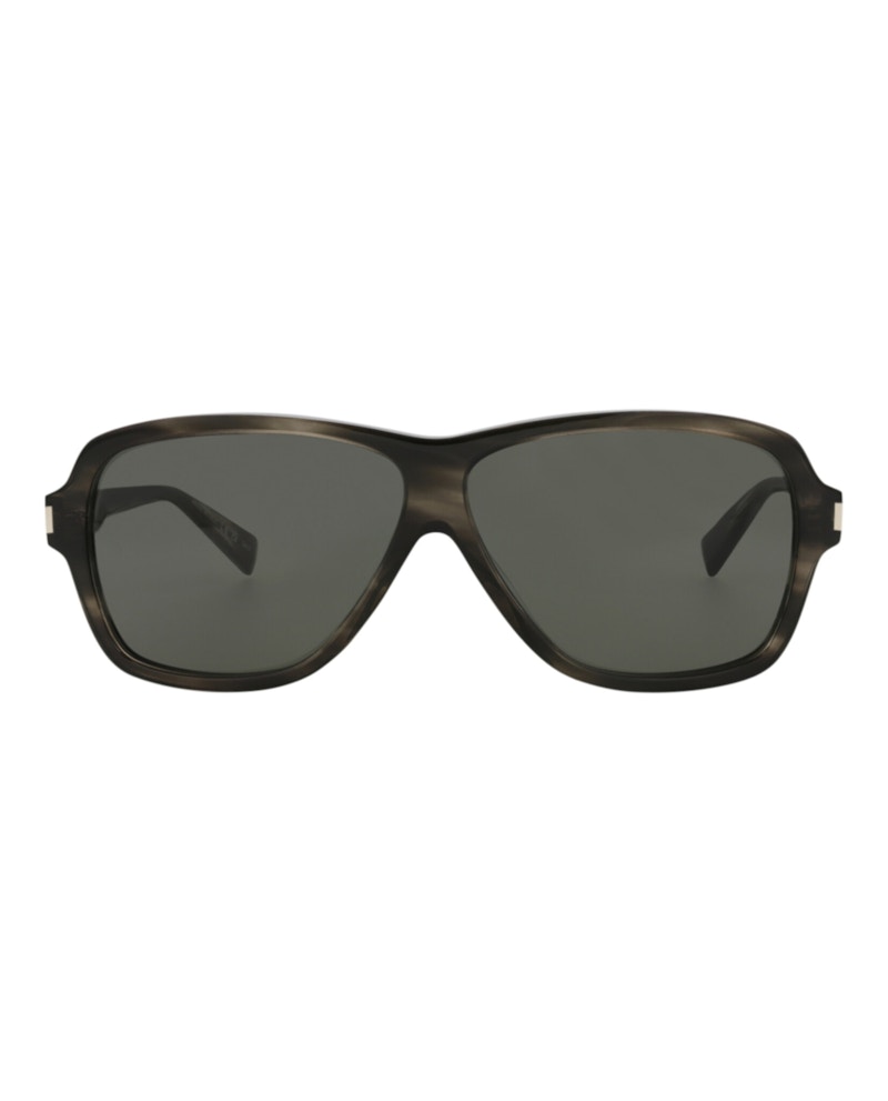 Pre-owned Saint Laurent Men's Aviatorframe Recycled Acetate Sunglasses/30014608004) In Havana/grey (sl609carol
