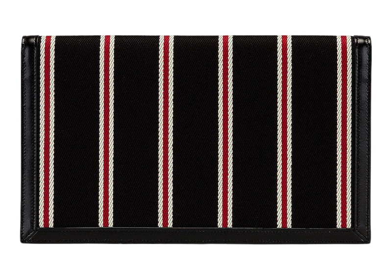 Saint Laurent Black Uptown Striped Pouch Black/Red/White