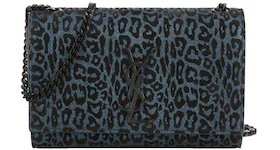 Saint Laurent Blue Leopard Kate Bag Small Blue