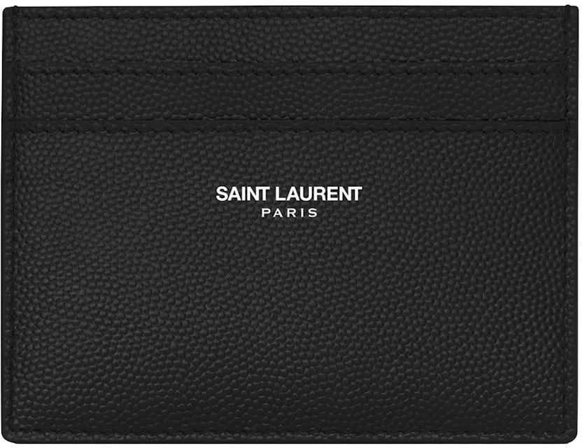Saint Laurent Card Case Grain de Poudre Embossed Leather Black in