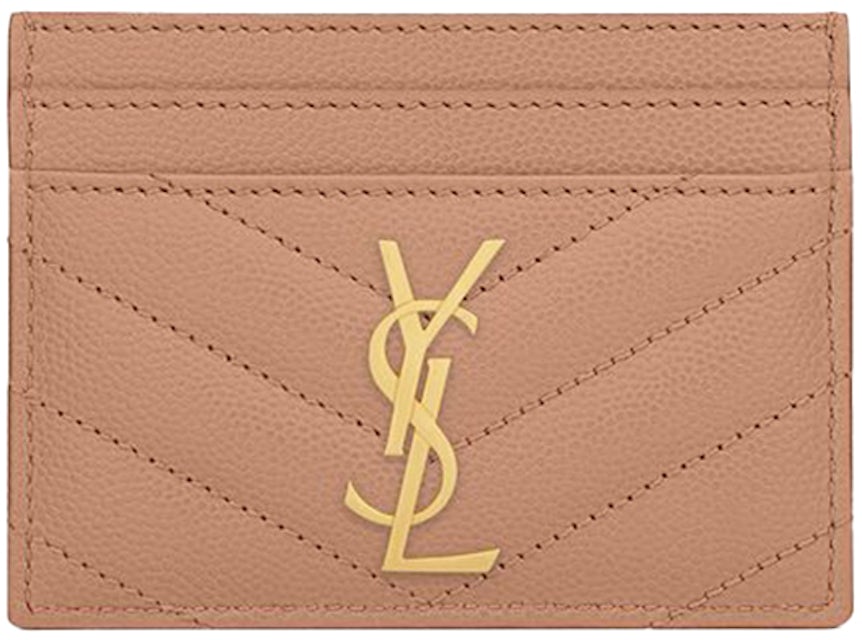 Saint Laurent Card Holder Monogram Quilted Textured Leather