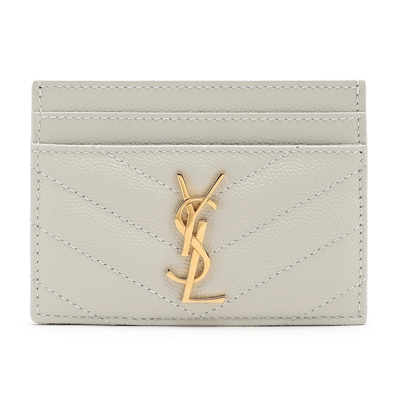 Pre-owned Saint Laurent Women's Cassandra Matelasse Card Holder In Ivory In White