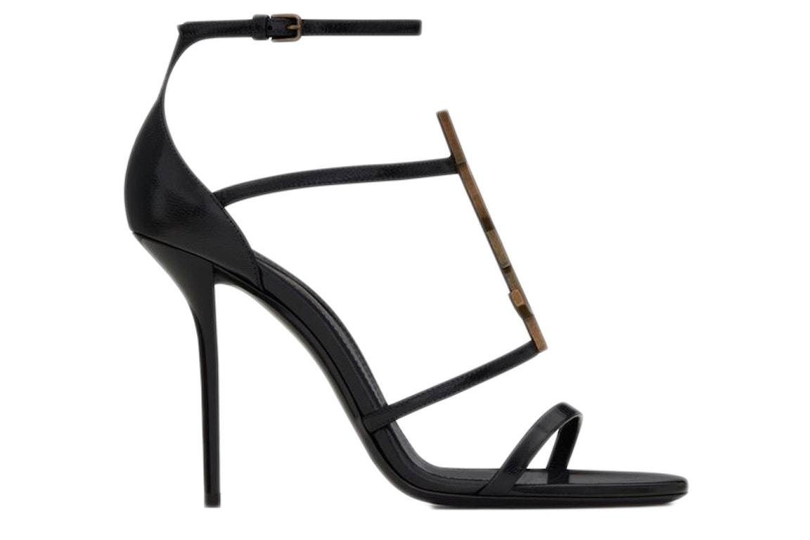 Pre-owned Saint Laurent Cassandra Sandal Heels Black Leather