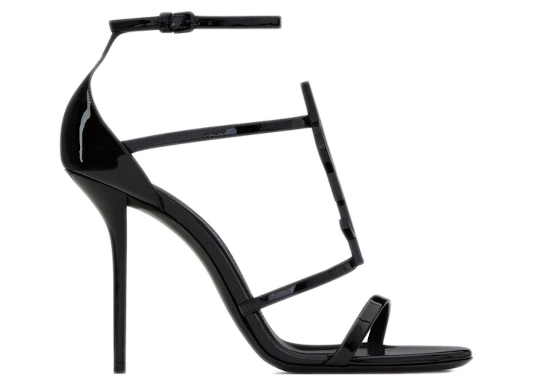 Pre-owned Saint Laurent Cassandra Sandal Heels Black Patent Leather