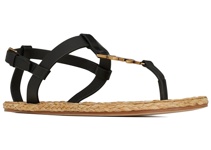 Saint Laurent Cassandra Sandals Black Leather