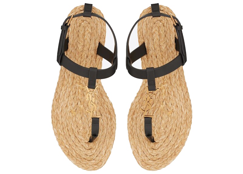 Saint Laurent Cassandra Sandals Black Leather