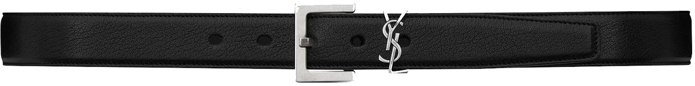 Saint Laurent Cassandre Belt in Smooth Leather Black in Leather with ...
