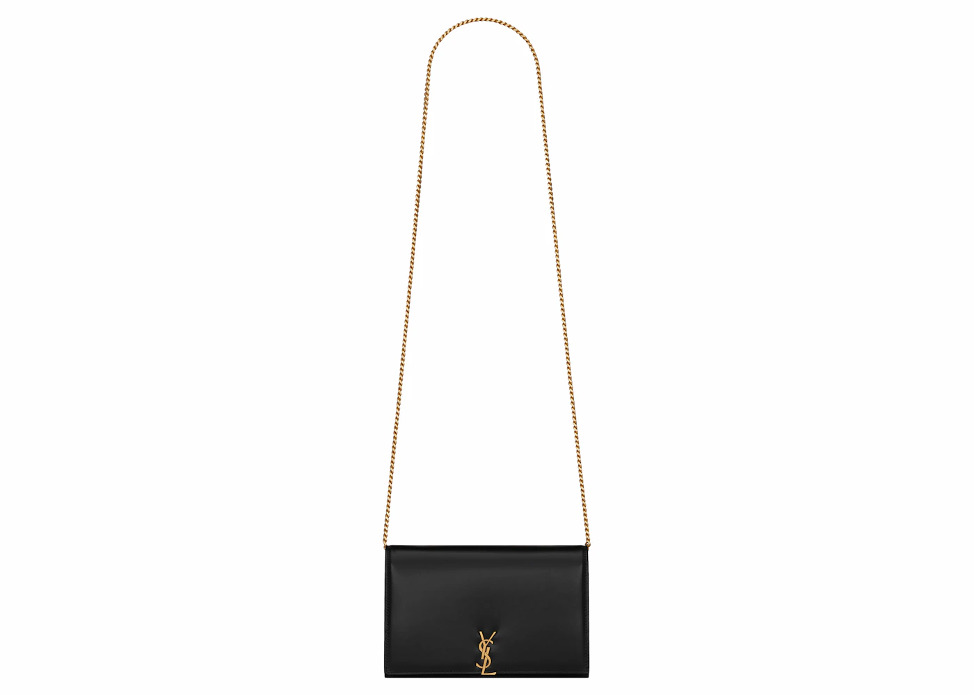 Saint Laurent Cassandre Chain Wallet In Glossy Smooth Leather Black in ...