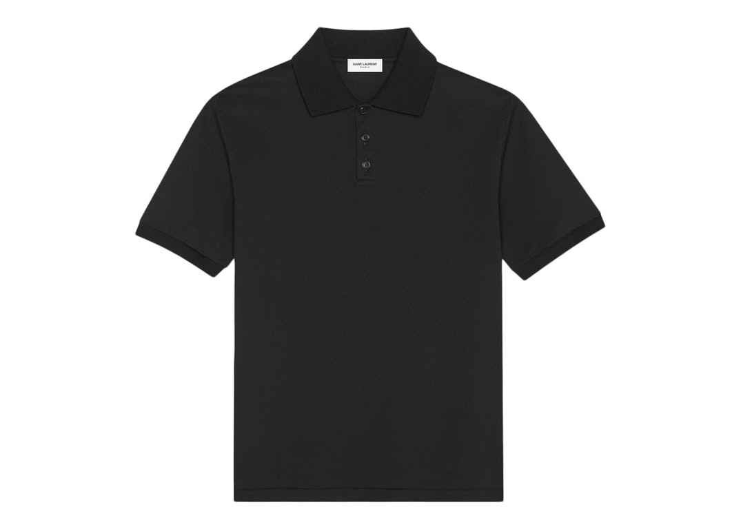 Pre-owned Saint Laurent Cassandre Cotton Pique Polo Shirt Black