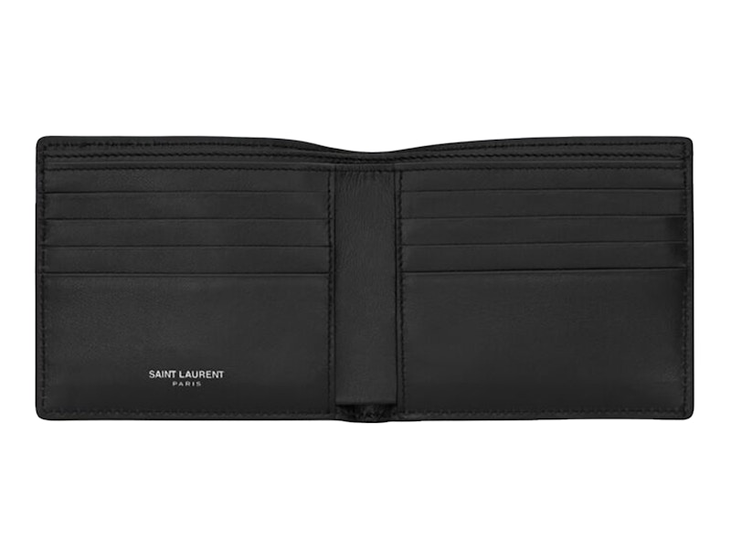 Saint Laurent Cassandre East/West Wallet Silver Logo Black
