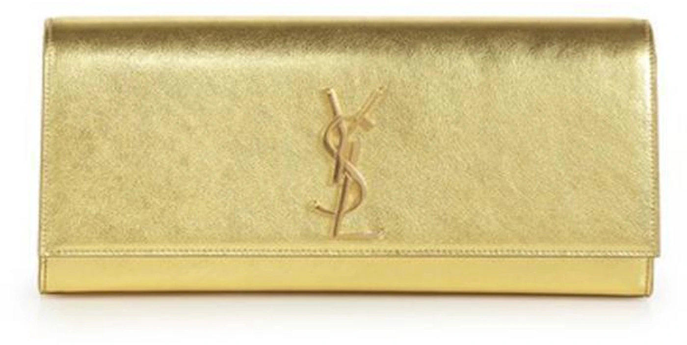 Saint Laurent Belle de Jour Clutch Large Metallic Gold in Leather with Gold-tone  - US