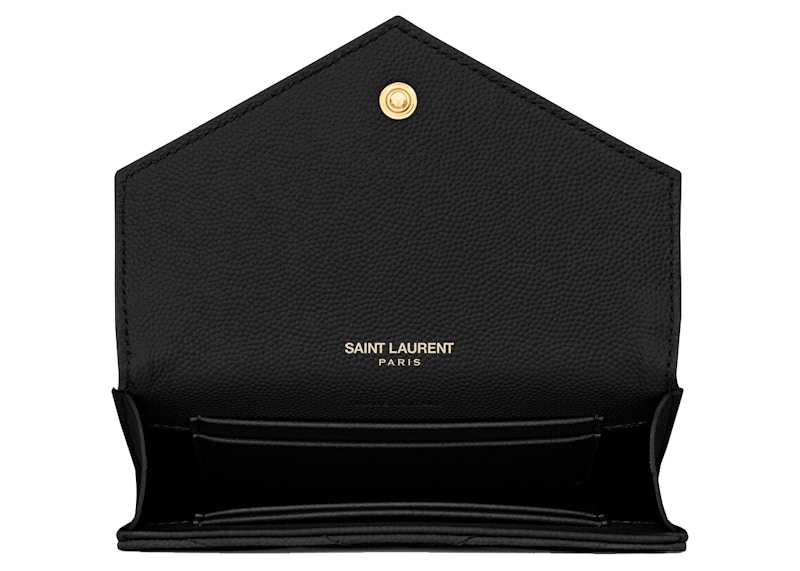 Saint Laurent Cassandre Grain De Poudre Envelope Wallet Small Noir
