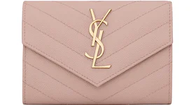 Saint Laurent Cassandre Grain De Poudre Envelope Wallet Small Pale Pink