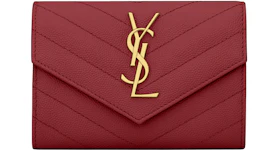 Saint Laurent Cassandre Grain De Poudre Envelope Wallet Small Rouge Opyum
