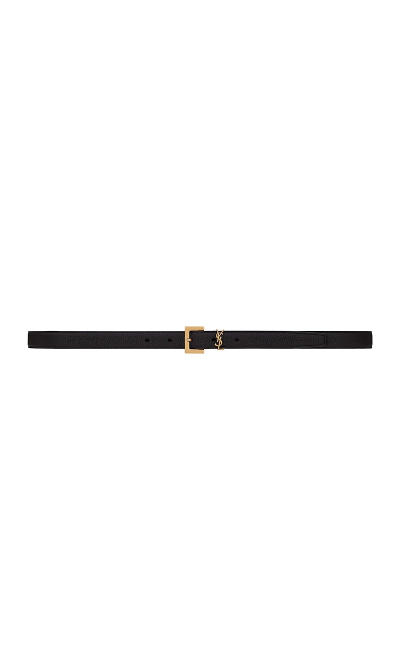 Saint Laurent Cassandre Thin Belt with Square Buckle in Grained