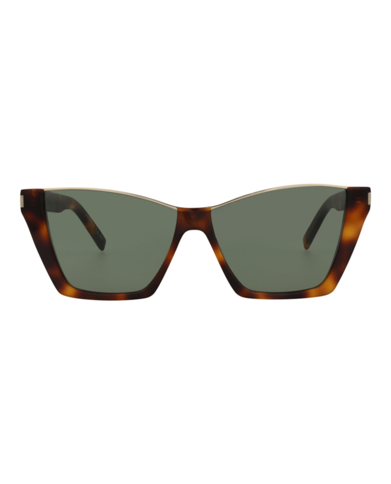 Pre-owned Saint Laurent Women's  Cat Eyeframe Acetate Sunglasses/30008955002) In Havana/green (sl369kate