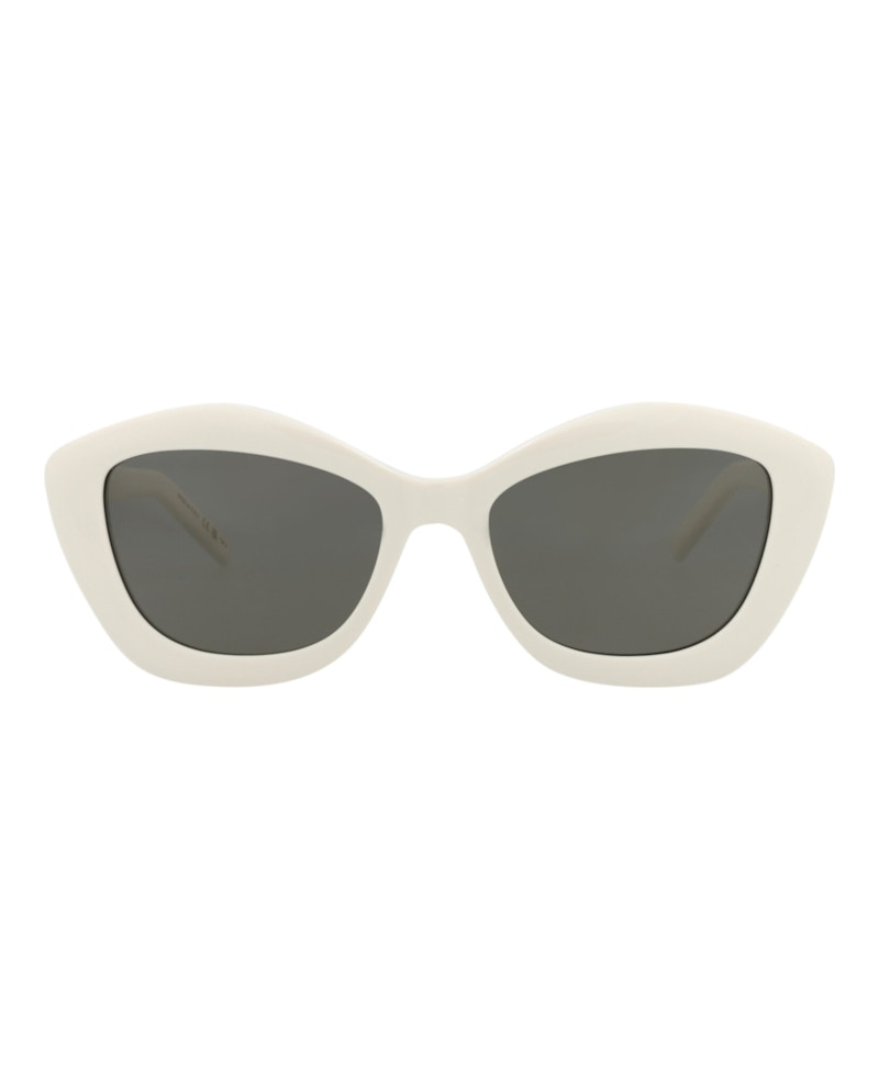 Pre-owned Saint Laurent Women's Cat Eyeframe Acetate Sunglasses In Ivory Ivory Grey (sl68/30010684/004)
