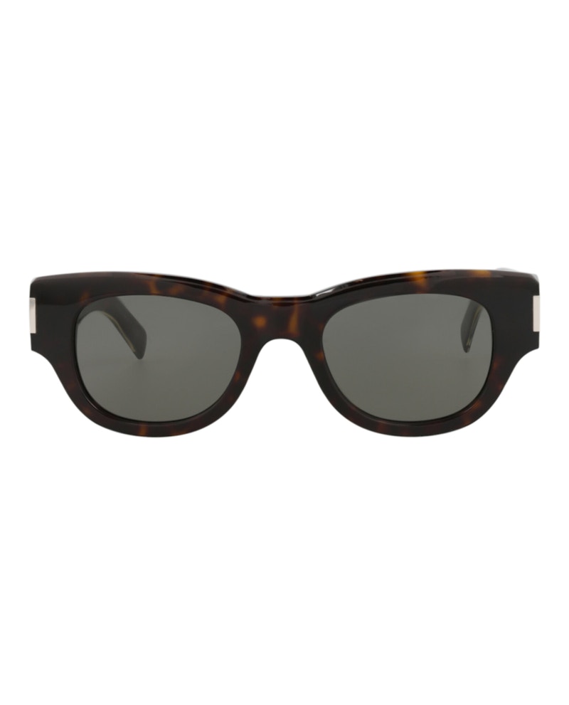 Pre-owned Saint Laurent Women's  Cat Eyeframe Recycled Acetate Sunglasses In Havana Crystal Grey (sl573/3001407
