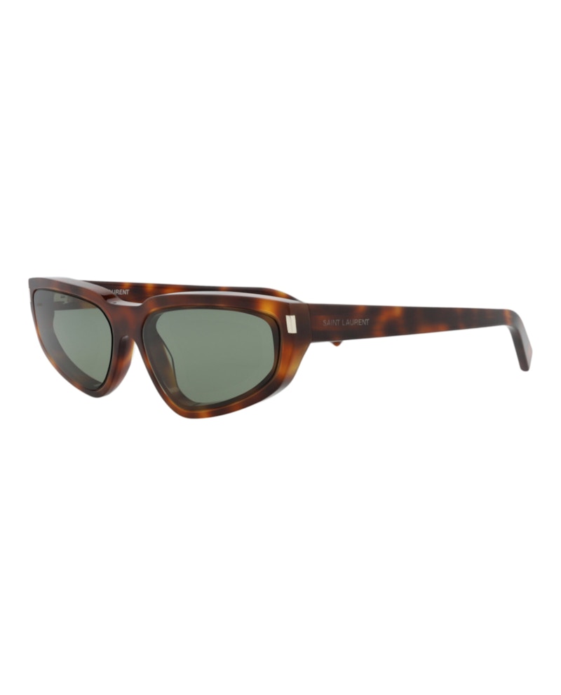 Pre-owned Saint Laurent Women's Cat Eyeframe Recycled Acetate Sunglasses In Havana Havana Green (sl634nova/300