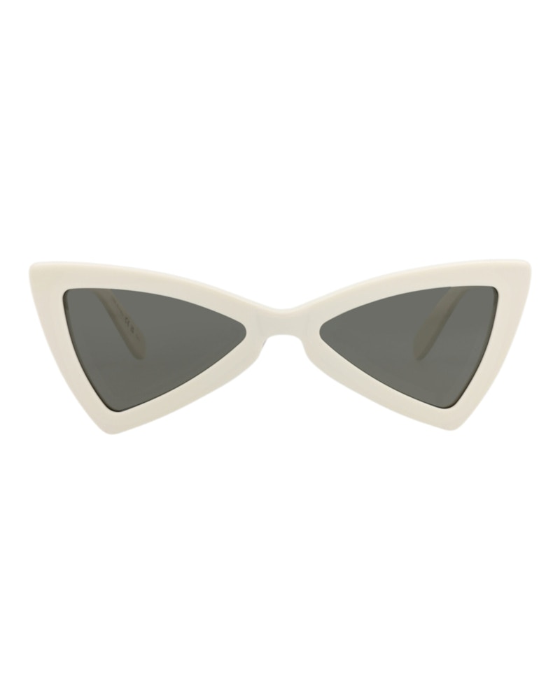 Pre-owned Saint Laurent Women's  Cat Eyeframe Recycled Acetate Sunglasses In White White Grey (sl207jerry/30002