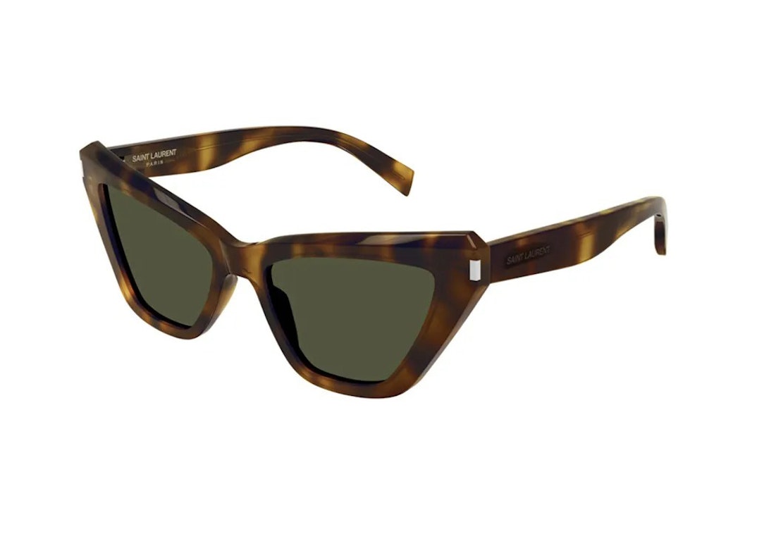Pre-owned Saint Laurent Cat Eye Sunglasses Havana/green (sl466-002-54)
