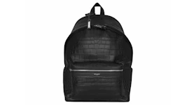 Saint Laurent City Backpack Crocodile Embossed Leather Black